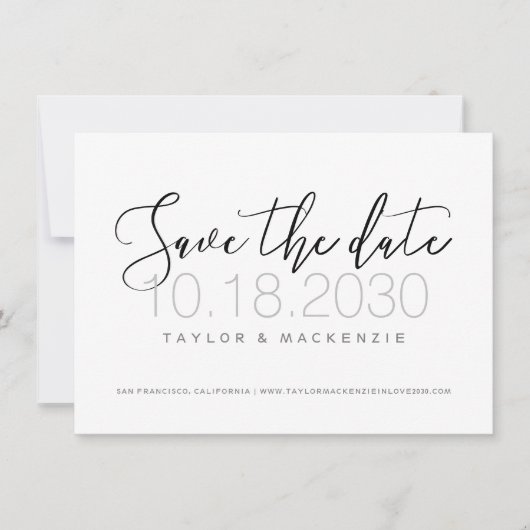 Zwart-witkalligrafie Foto Opslaan Datum kaart (Voorkant)