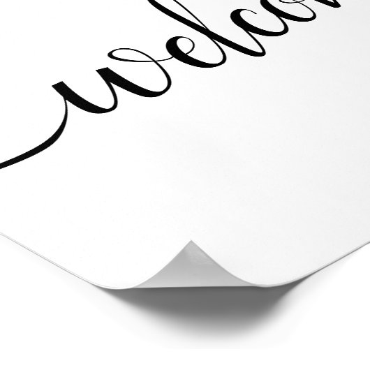 Zwart-witkalligrafie Weddenschap "Welkom" Poster (Hoek)