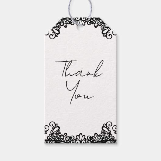 Zwart-witkant Elegant Wedding Cadeaulabel (Voorkant)