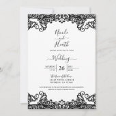 Zwart-witkant Elegant Wedding Kaart (Voorkant)