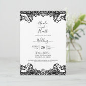 Zwart-witkant Elegant Wedding Kaart (Staand voorkant)