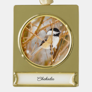 Zwart witkapje - originele foto verguld banner ornament