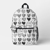 Zwart-witkat en hartpatroon bedrukte rugzak (Voorkant)