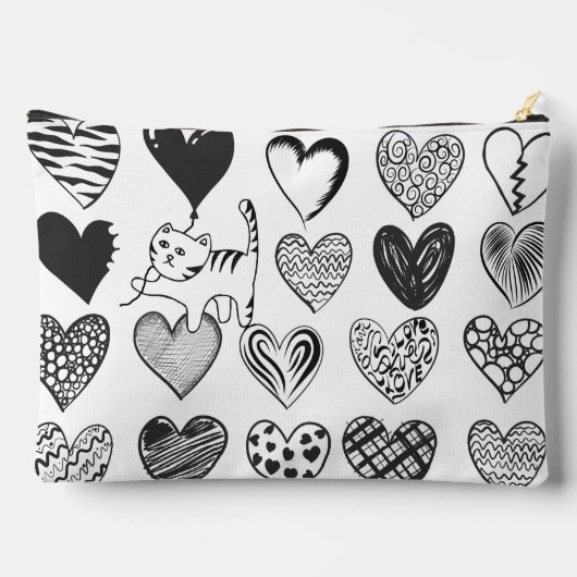 Zwart-witkat en hartpatroon etui (Achterkant)