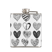 Zwart-witkat en hartpatroon heupfles (Achterkant)