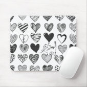 Zwart-witkat en hartpatroon muismat (Met muis)