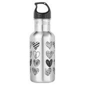 Zwart-witkat en hartpatroon waterfles  (Achterkant)