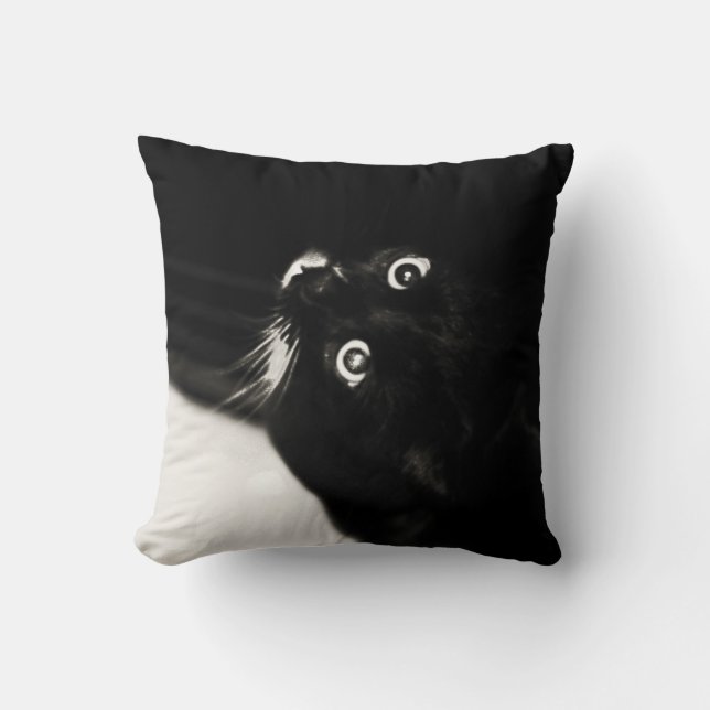 Zwart-witkat noire Kitten Art-kussen Pillow Kussen (Voorkant)