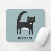 Zwart-witkat op maat muismat (Met muis)