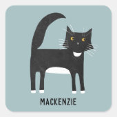 Zwart-witkat op maat vierkante sticker (Voorkant)