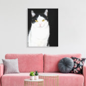Zwart-witkat-portret Canvas Afdruk (Insitu (Woonkamer))