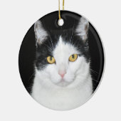 Zwart-witkat-portret Keramisch Ornament (Links)