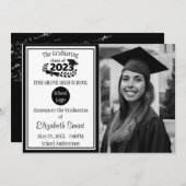 Zwart-witklasse van 2023 Afstuderen Kaart (Voorkant / Achterkant)