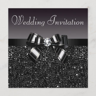 Zwart-witkorrels, boe & diamanten bruiloft kaart