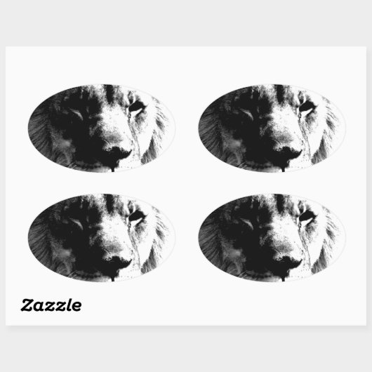 Zwart-witleeuw Ovale Sticker (Vel)