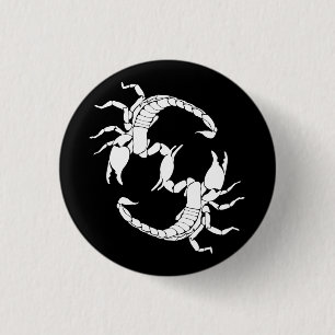 Zwart-witletters S - twee Scorpions Ronde Button 3,2 Cm