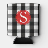 Zwart-witlumberjack speldenmonogram blikjeskoeler (Voorkant)