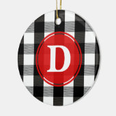 Zwart-witlumberjack speldenmonogram keramisch ornament (Links)