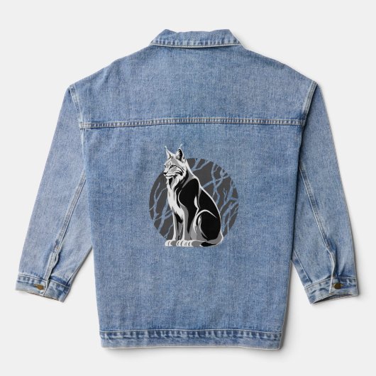zwart-witlynx denim jacket (Achterkant)