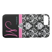 Zwart-witmasker met Diamond Heart en monogram Case-Mate iPhone Case (Achterkant (Horizontaal))