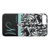 Zwart-witmasker met Diamond Heart en monogram Case-Mate iPhone Case (Achterkant (Horizontaal))