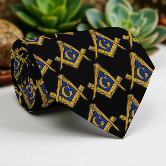 Zwart-witmasonic Freemason Pattern Stropdas