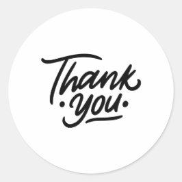 Zwart-witminimalistisch bedankt ronde sticker