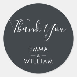 Zwart-witminimalistisch bedankt ronde sticker