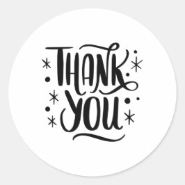 Zwart-witminimalistisch bedankt ronde sticker