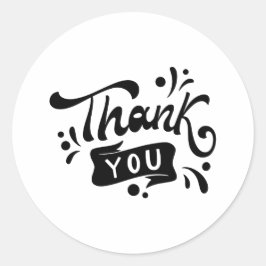 Zwart-witminimalistisch bedankt ronde sticker