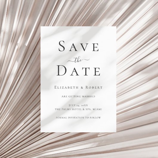 Zwart-witminimalistisch sparen de datum Kaart