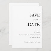 Zwart + witminimalistisch sparen onze datum kaart (Voorkant / Achterkant)