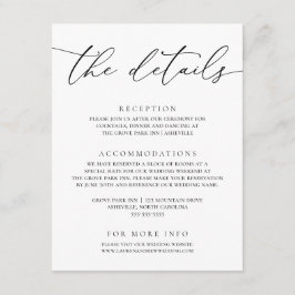 Zwart-witmoderne minimalistische bruiloft informatiekaartje