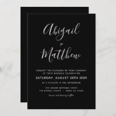 Zwart-witmoderne minimalistische bruiloft kaart (Voorkant / Achterkant)