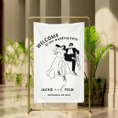 Zwart-witmoderne minimalistische bruiloft spandoek