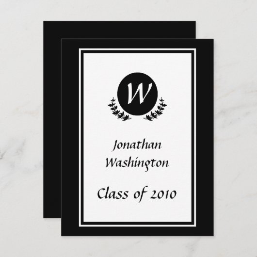 Zwart-witmonogram Afstuderen Kaart (Voorkant / Achterkant)