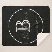 Zwart-witmonogram bruiloft sherpa deken (Voorkant (horizontaal))