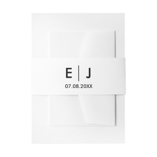 Zwart-witmonogram bruiloft uitnodigingen wikkel (Voorkant Voorbeeld)