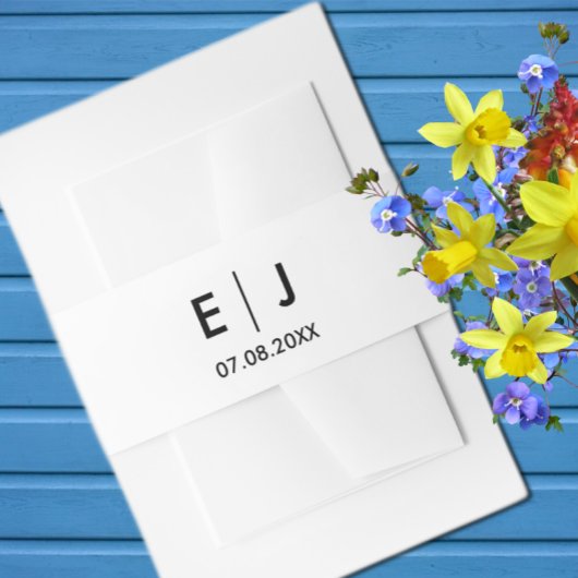 Zwart-witmonogram bruiloft uitnodigingen wikkel