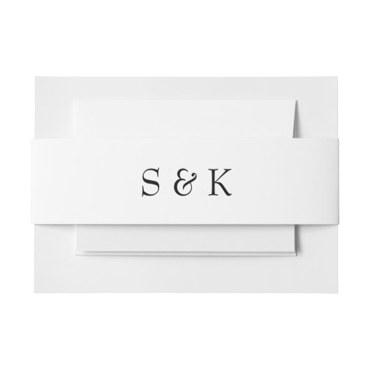 Zwart-witmonogram bruiloft uitnodigingen wikkel (Voorkant Voorbeeld)