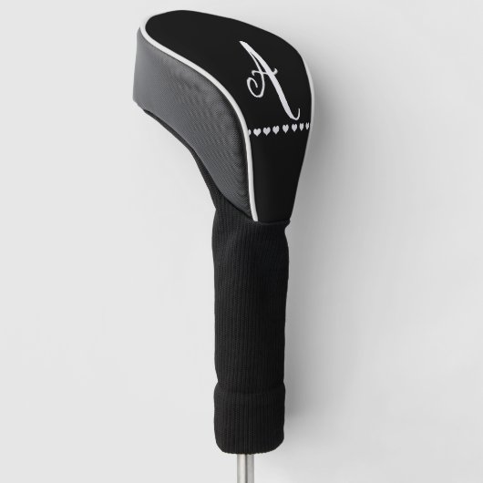 Zwart-witmonogram Initiaal Golfheadcover (Schuin)