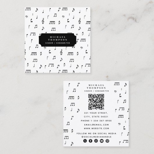 Zwart-witnoot Symbool QR Code Vierkante Visitekaartje (Voorkant / Achterkant)