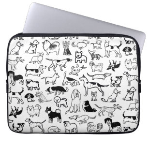 Zwart-witpatroon   Cute Canine Lover's Laptop Sleeve