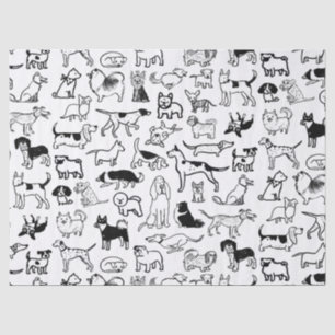 Zwart-witpatroon Cute Canine Lover's Tissuepapier