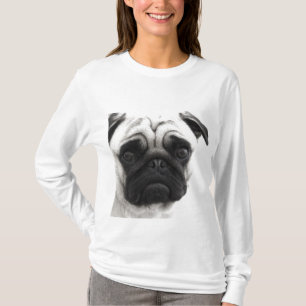 Zwart-witpug T-shirt