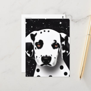 Zwart-witRetro Dalmatian Puppy Briefkaart