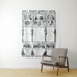 Zwart-witrooms-katholieke geloof infografisch wandkleed