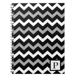 Zwart Wits & Grijs Chevron-afdrukpatroon Notitieboek