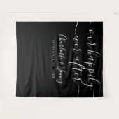 Zwart-witscript bruiloft Foto Booth Prop Wandkleed (Voorkant (horizontaal))