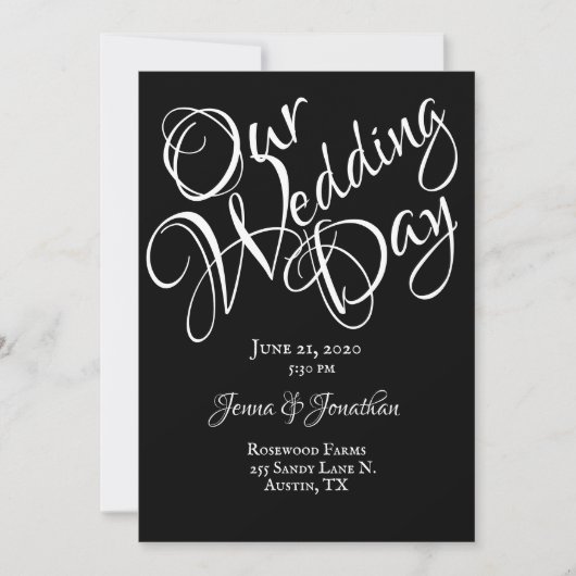 zwart-witscript bruiloft kaart (Voorkant)